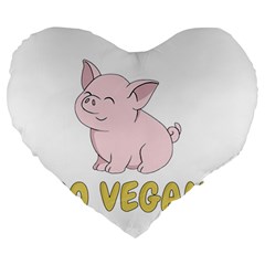 Go Vegan - Cute Pig Large 19  Premium Heart Shape Cushions by Valentinaart