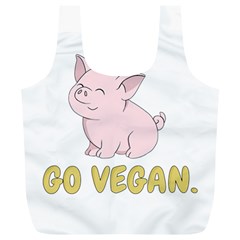 Go Vegan - Cute Pig Full Print Recycle Bags (l)  by Valentinaart