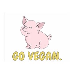 Go Vegan - Cute Pig Double Sided Flano Blanket (mini)  by Valentinaart