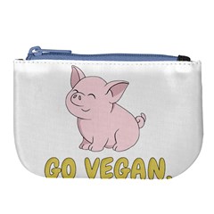 Go Vegan - Cute Pig Large Coin Purse by Valentinaart