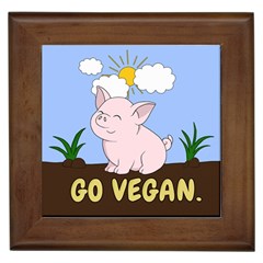 Go Vegan - Cute Pig Framed Tiles