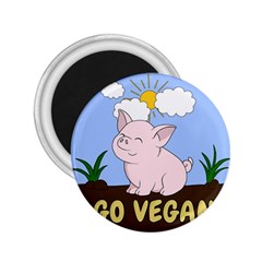 Go Vegan - Cute Pig 2.25  Magnets