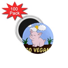 Go Vegan - Cute Pig 1.75  Magnets (100 pack) 