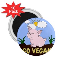 Go Vegan - Cute Pig 2.25  Magnets (10 pack) 