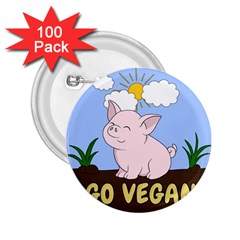 Go Vegan - Cute Pig 2.25  Buttons (100 pack) 