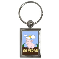 Go Vegan - Cute Pig Key Chains (Rectangle) 