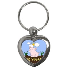 Go Vegan - Cute Pig Key Chains (Heart) 