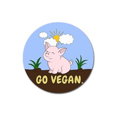 Go Vegan - Cute Pig Magnet 3  (Round)