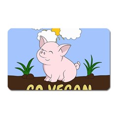 Go Vegan - Cute Pig Magnet (Rectangular)