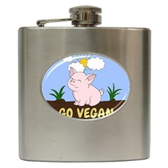 Go Vegan - Cute Pig Hip Flask (6 oz)