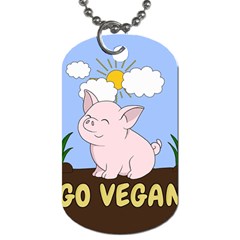 Go Vegan - Cute Pig Dog Tag (Two Sides)