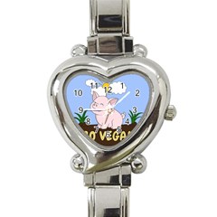 Go Vegan - Cute Pig Heart Italian Charm Watch