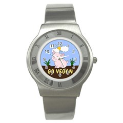 Go Vegan - Cute Pig Stainless Steel Watch