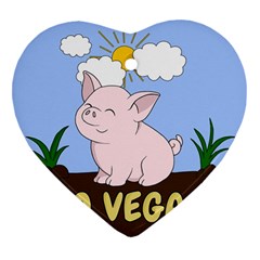 Go Vegan - Cute Pig Heart Ornament (Two Sides)