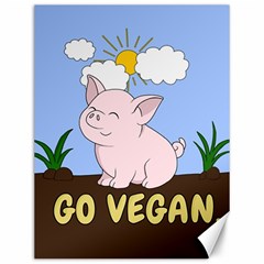 Go Vegan - Cute Pig Canvas 12  x 16  