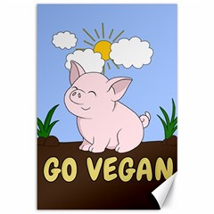 Go Vegan - Cute Pig Canvas 12  X 18   by Valentinaart