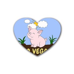 Go Vegan - Cute Pig Rubber Coaster (Heart) 