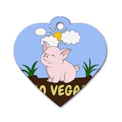 Go Vegan - Cute Pig Dog Tag Heart (Two Sides)