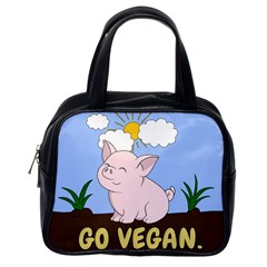 Go Vegan - Cute Pig Classic Handbags (One Side)