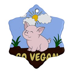 Go Vegan - Cute Pig Snowflake Ornament (Two Sides)