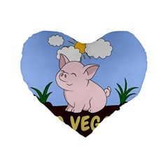 Go Vegan - Cute Pig Standard 16  Premium Heart Shape Cushions