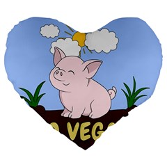 Go Vegan - Cute Pig Large 19  Premium Heart Shape Cushions