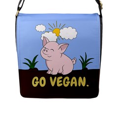 Go Vegan - Cute Pig Flap Messenger Bag (L) 