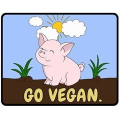 Go Vegan - Cute Pig Double Sided Fleece Blanket (Medium) 