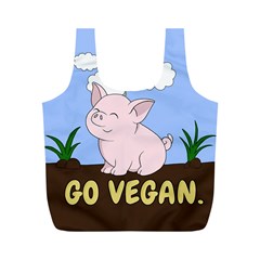 Go Vegan - Cute Pig Full Print Recycle Bags (M) 