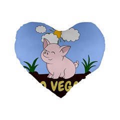 Go Vegan - Cute Pig Standard 16  Premium Flano Heart Shape Cushions