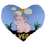 Go Vegan - Cute Pig Large 19  Premium Flano Heart Shape Cushions Front