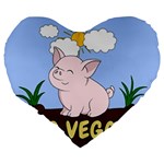 Go Vegan - Cute Pig Large 19  Premium Flano Heart Shape Cushions Back