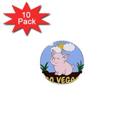 Go Vegan - Cute Pig 1  Mini Buttons (10 Pack)  by Valentinaart