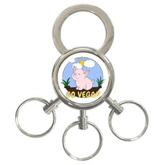 Go Vegan - Cute Pig 3-ring Key Chains by Valentinaart