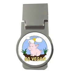 Go Vegan - Cute Pig Money Clips (round)  by Valentinaart