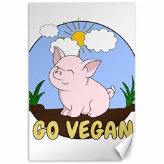 Go Vegan - Cute Pig Canvas 24  X 36  by Valentinaart