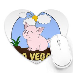 Go Vegan - Cute Pig Heart Mousepads by Valentinaart