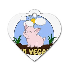 Go Vegan - Cute Pig Dog Tag Heart (two Sides) by Valentinaart