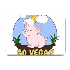 Go Vegan - Cute Pig Small Doormat  by Valentinaart