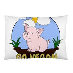 Go Vegan - Cute Pig Pillow Case by Valentinaart