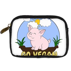 Go Vegan - Cute Pig Digital Camera Cases by Valentinaart