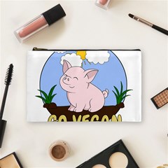 Go Vegan - Cute Pig Cosmetic Bag (medium)  by Valentinaart