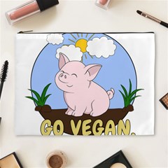 Go Vegan - Cute Pig Cosmetic Bag (xl) by Valentinaart