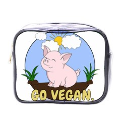 Go Vegan - Cute Pig Mini Toiletries Bags by Valentinaart