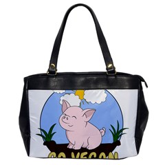 Go Vegan - Cute Pig Office Handbags by Valentinaart