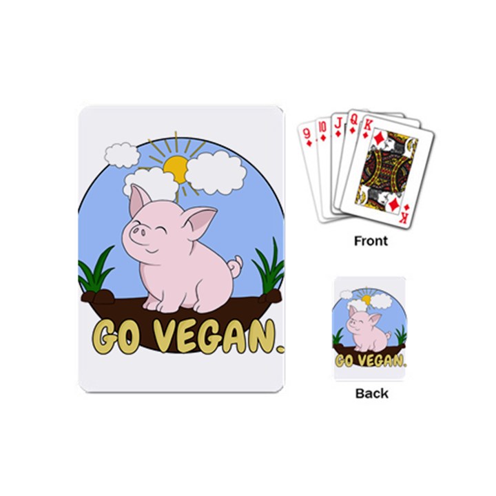 Go Vegan - Cute Pig Playing Cards (Mini) 