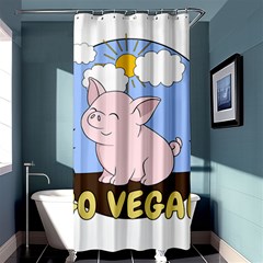 Go Vegan - Cute Pig Shower Curtain 36  X 72  (stall)  by Valentinaart