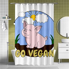 Go Vegan - Cute Pig Shower Curtain 48  X 72  (small)  by Valentinaart