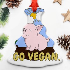 Go Vegan - Cute Pig Ornament (christmas Tree)  by Valentinaart