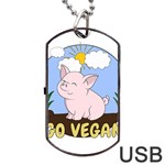 Go Vegan - Cute Pig Dog Tag USB Flash (One Side) Front